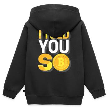 Bitcoin - Sweat Premium à capuche zippé enfant bio - noir - Dos - AI Model Kid Male (0cm)