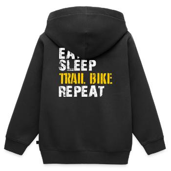 Trail Bike - Kinder Premium Organic Zip Hoodie - Schwarz - Hinten - AI Model Kid Male (0cm)