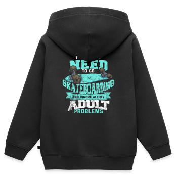 Tableau cadeau Skateboard Life Kickflip SK8ing - Sweat Premium à capuche zippé enfant bio - noir - Dos - AI Model Kid Male (0cm)