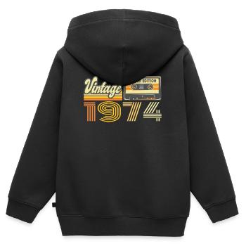 Vintage 1974 Kassette Mixtape - 46. Geburtstag - Kinder Premium Organic Zip Hoodie - Schwarz - Hinten - AI Model Kid Male (0cm)