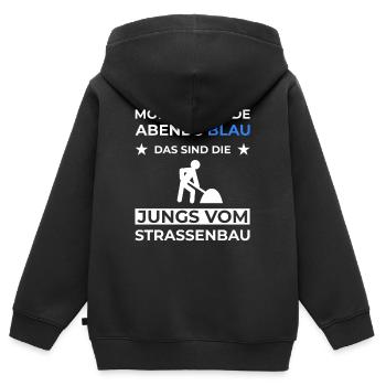 straßenwärter Straßenbauer straßenmeisterei - Kinder Premium Organic Zip Hoodie - Schwarz - Hinten - AI Model Kid Male (0cm)
