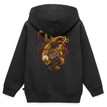 Steampunk Clockwork Heart Vintage Victorian - Kids Premium Organic Zip-up Hoodie - black - Back - AI Model Kid Male (0cm)