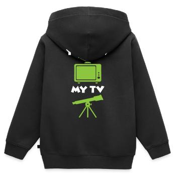 Teleskop - Kinder Premium Organic Zip Hoodie - Schwarz - Hinten - AI Model Kid Male (0cm)