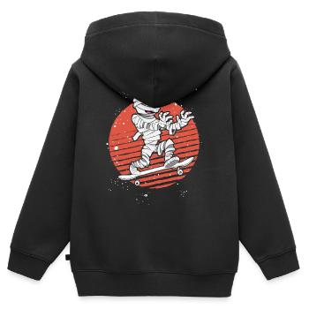 Momie drôle sur le cadeau de skateboard pour le skate - Sweat Premium à capuche zippé enfant bio - noir - Dos - AI Model Kid Male (0cm)
