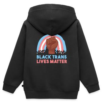 Black Trans Lives Matter, Black History Month - Sweat Premium à capuche zippé enfant bio - noir - Dos - AI Model Kid Male (0cm)