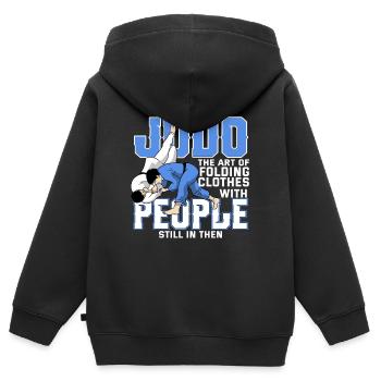 Judo - Sweat Premium à capuche zippé enfant bio - noir - Dos - AI Model Kid Male (0cm)