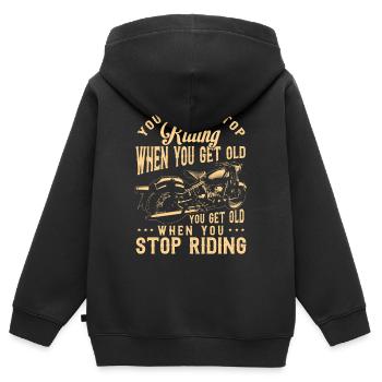 Motorradfahrer Geschenk, Biker & Bikerin - Kinder Premium Organic Zip Hoodie - Schwarz - Hinten - AI Model Kid Male (0cm)