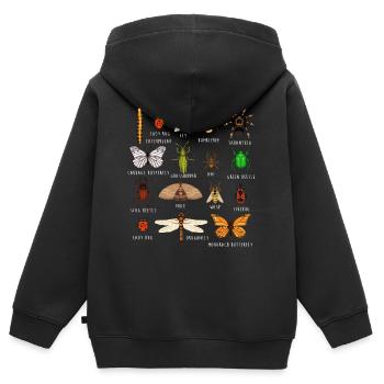Insectes, types d'insectes - Sweat Premium à capuche zippé enfant bio - noir - Dos - AI Model Kid Male (0cm)