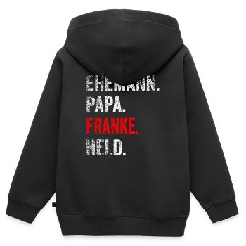 Franke Papa Franconian Father Father's Day Upper Franconia L - Kids Premium Organic Zip-up Hoodie - black - Back - AI Model Kid Male (0cm)
