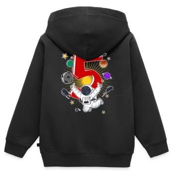 5th birthday astronaut planet spaceship planet - Kids Premium Organic Zip-up Hoodie - black - Back - AI Model Kid Male (0cm)