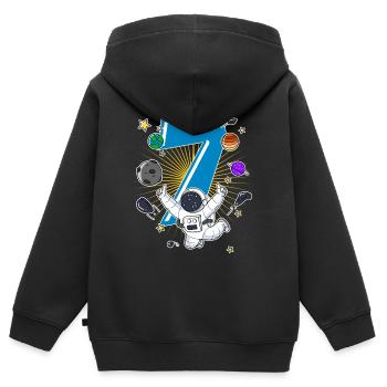 7 anniversaire astronaute planète fusée vaisseau spatial - Sweat Premium à capuche zippé enfant bio - noir - Dos - AI Model Kid Male (0cm)