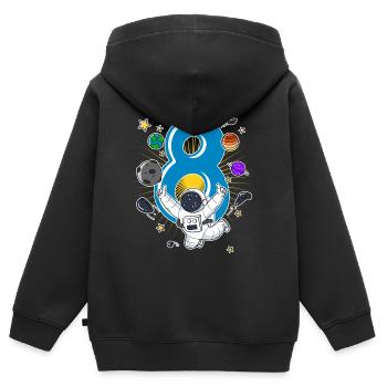 8 anniversaire astronaute planète fusée vaisseau spatial - Sweat Premium à capuche zippé enfant bio - noir - Dos - AI Model Kid Male (0cm)