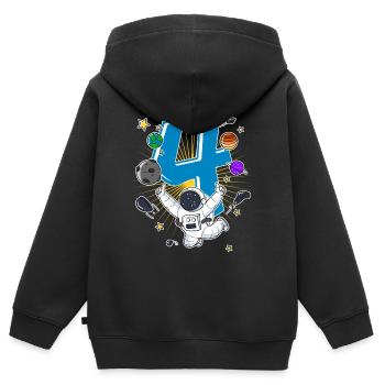 4ème anniversaire astronaute planète fusée vaisseau spatial - Sweat Premium à capuche zippé enfant bio - noir - Dos - AI Model Kid Male (0cm)