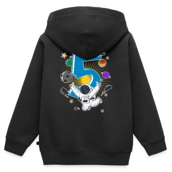 5ème anniversaire astronaute planète fusée vaisseau spatial - Sweat Premium à capuche zippé enfant bio - noir - Dos - AI Model Kid Male (0cm)
