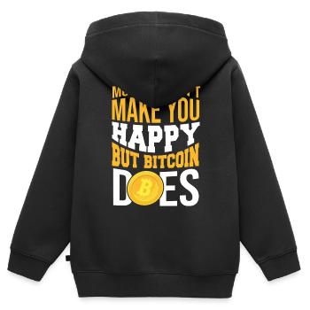 Bitcoin - Sweat Premium à capuche zippé enfant bio - noir - Dos - AI Model Kid Male (0cm)