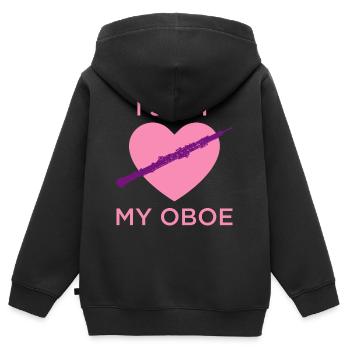 hautbois hautbois joueur de hautbois musique en laiton lecteur de son - Sweat Premium à capuche zippé enfant bio - noir - Dos - AI Model Kid Male (0cm)