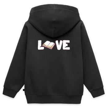 Livre, livres, amour des livres - Sweat Premium à capuche zippé enfant bio - noir - Dos - AI Model Kid Male (0cm)