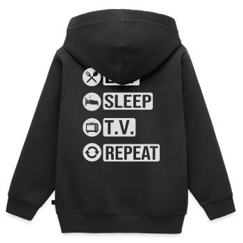 Fernsehen Television Eat Sleep Repeat Geschenk - Kinder Premium Organic Zip Hoodie - Schwarz - Hinten - AI Model Kid Male (0cm)