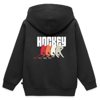 hockey feldhockey hockeyschläger sport eishockey - Kinder Premium Organic Zip Hoodie - Schwarz - Hinten - AI Model Kid Male (0cm)