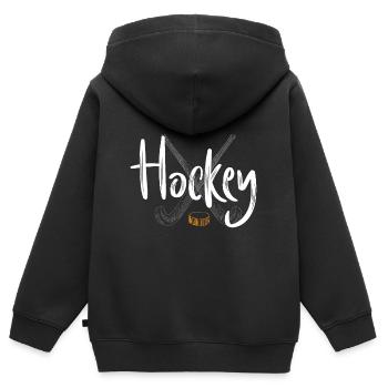 hockey feldhockey hockeyschläger sport eishockey - Kinder Premium Organic Zip Hoodie - Schwarz - Hinten - AI Model Kid Male (0cm)