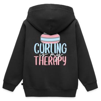 curling wintersport eis sport geschenk - Kinder Premium Organic Zip Hoodie - Schwarz - Hinten - AI Model Kid Male (0cm)