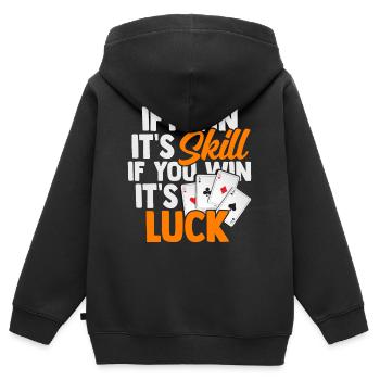 Poker - Kinder Premium Organic Zip Hoodie - Schwarz - Hinten - AI Model Kid Male (0cm)