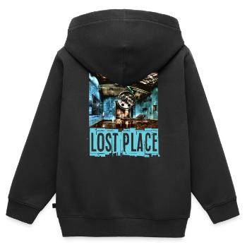 Lost Places Geschenk Urban Exploration Urbex - Kinder Premium Organic Zip Hoodie - Schwarz - Hinten - AI Model Kid Male (0cm)