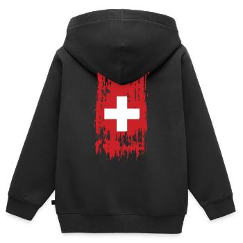 Suisse Suisse Suisse - Sweat Premium à capuche zippé enfant bio - noir - Dos - AI Model Kid Male (0cm)