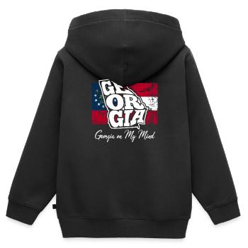 Georgien auf meinem Kopf - Slogan von GA - Kinder Premium Organic Zip Hoodie - Schwarz - Hinten - AI Model Kid Male (0cm)