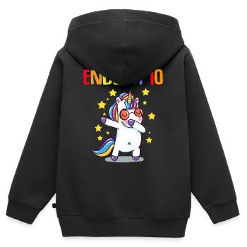 Endlich 10 - Kinder Premium Organic Zip Hoodie - Schwarz - Hinten - AI Model Kid Male (0cm)