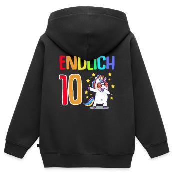 Endlich 10 - Kinder Premium Organic Zip Hoodie - Schwarz - Hinten - AI Model Kid Male (0cm)