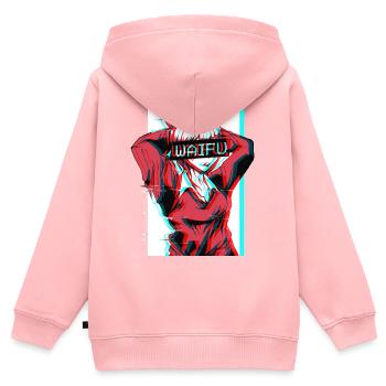 Waifu Neko Anime Cat Girl Vaporwave Cadeau - Sweat Premium à capuche zippé enfant bio - rose - Dos - AI Model Kid Female (0cm)