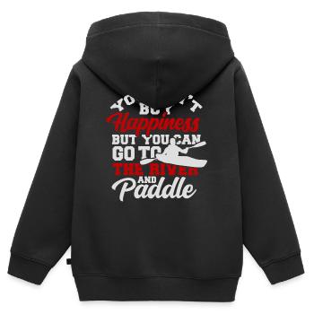 Kajak - Kinder Premium Organic Zip Hoodie - Schwarz - Hinten - AI Model Kid Male (0cm)