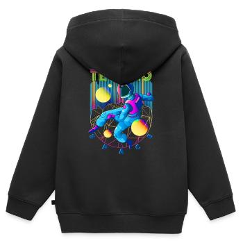Techno Weltraum - Kinder Premium Organic Zip Hoodie - Schwarz - Hinten - AI Model Kid Male (0cm)