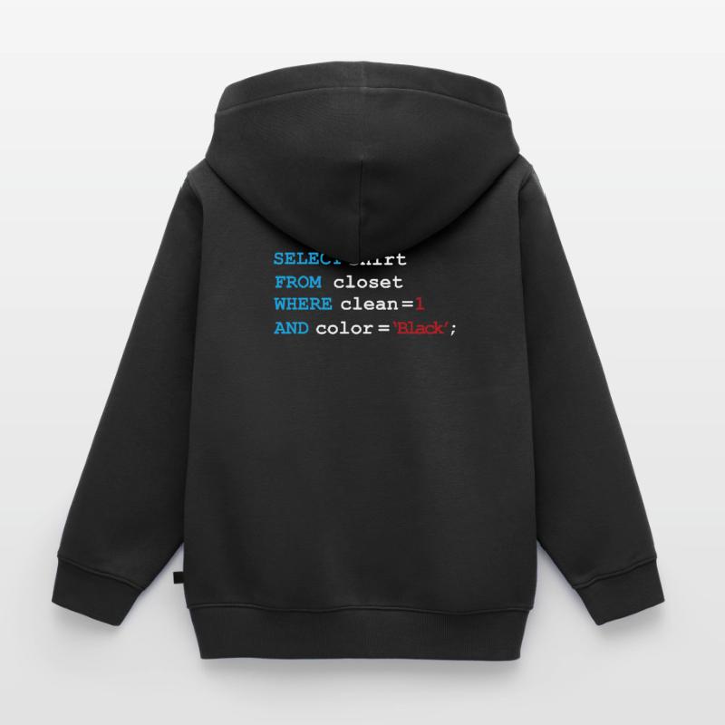 Developer Devops Morgenroutine SQL Select Kinder Premium Organic Zip Hoodie