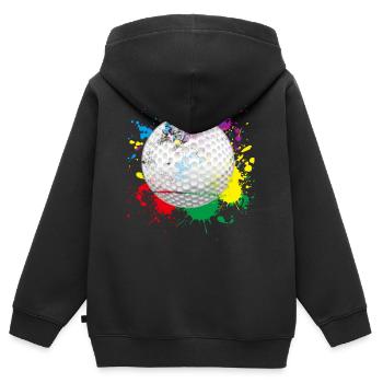 Balle de golf de couleur - Sweat Premium à capuche zippé enfant bio - noir - Dos - AI Model Kid Male (0cm)