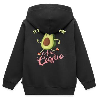 avocardio cardio training jogging course cardio - Sweat Premium à capuche zippé enfant bio - noir - Dos - AI Model Kid Male (0cm)