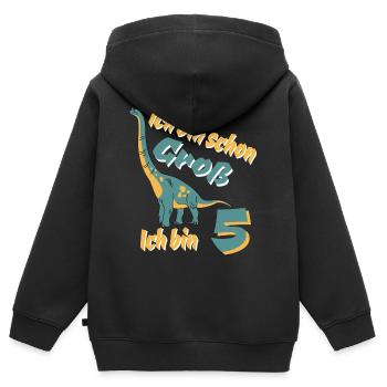 Kinder Dinosaurier 5. Geburtstag 5 Jahre Dino - Kinder Premium Organic Zip Hoodie - Schwarz - Hinten - AI Model Kid Male (0cm)