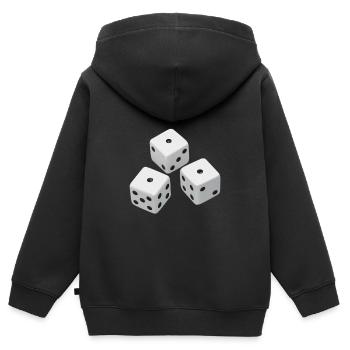 Realistische Würfel Geschenkidee - Kinder Premium Organic Zip Hoodie - Schwarz - Hinten - AI Model Kid Male (0cm)