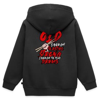 Schlagzeug Rentner Drumsticks Band Trommel Musik - Kinder Premium Organic Zip Hoodie - Schwarz - Hinten - AI Model Kid Male (0cm)
