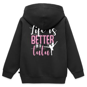 Ballett - Kinder Premium Organic Zip Hoodie - Schwarz - Hinten - AI Model Kid Male (0cm)