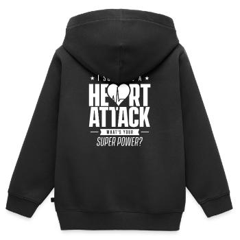 J'ai survécu à une crise cardiaque. Crise cardiaque - Sweat Premium à capuche zippé enfant bio - noir - Dos - AI Model Kid Male (0cm)