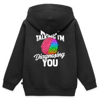 Psychologue Thérapeute Docteur Psyche Freud - Sweat Premium à capuche zippé enfant bio - noir - Dos - AI Model Kid Male (0cm)