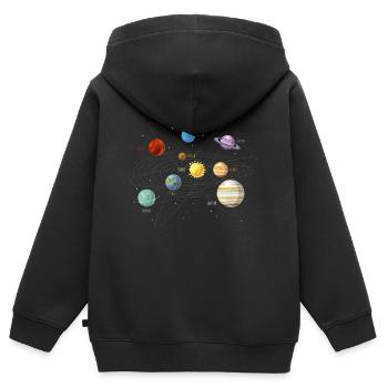 Sonnensystem mit allen Planeten, Umlaufbahnen - Kinder Premium Organic Zip Hoodie - Schwarz - Hinten - AI Model Kid Male (0cm)