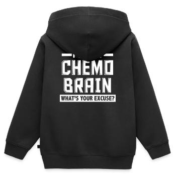 Excuse chimio - Sweat Premium à capuche zippé enfant bio - noir - Dos - AI Model Kid Male (0cm)