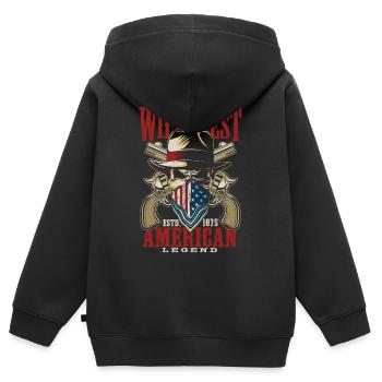Cadeau de cowboy du Far West - Sweat Premium à capuche zippé enfant bio - noir - Dos - AI Model Kid Male (0cm)