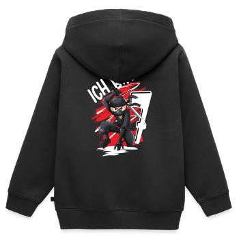 7. Geburtstag Junge Ninja Ich bin 7 - Kinder Premium Organic Zip Hoodie - Schwarz - Hinten - AI Model Kid Male (0cm)