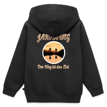 Jakobsweg der weg ist das ziel - Kinder Premium Organic Zip Hoodie - Schwarz - Hinten - AI Model Kid Male (0cm)