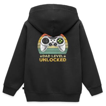 Dad Level Unlocked Pregnancy Announcement Gift - Kinder Premium Organic Zip Hoodie - Schwarz - Hinten - AI Model Kid Male (0cm)