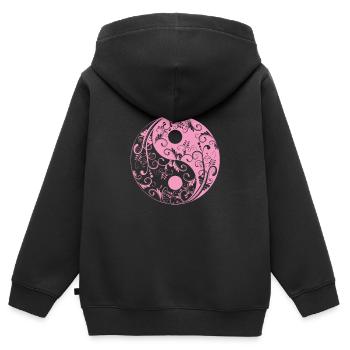 Yin Yang Blumen Rosa Blumen Harmonie Taoismus Geschenk - Kinder Premium Organic Zip Hoodie - Schwarz - Hinten - AI Model Kid Male (0cm)